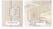 Little Rainbow Playpen one-button lock that opens only from the outside