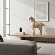 Large Glazed Terracotta Horse Statue - Beige Finish