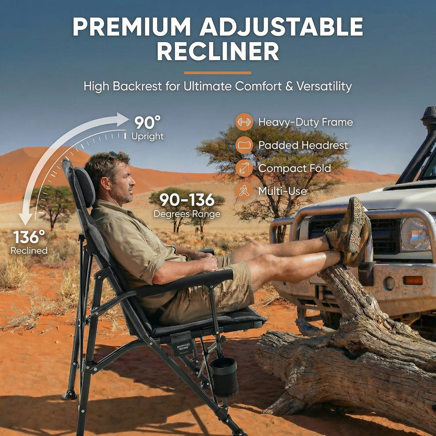 Deadtree Deluxe Reclining Folding Camping Chair with Padding (Brown) - 2 Pack