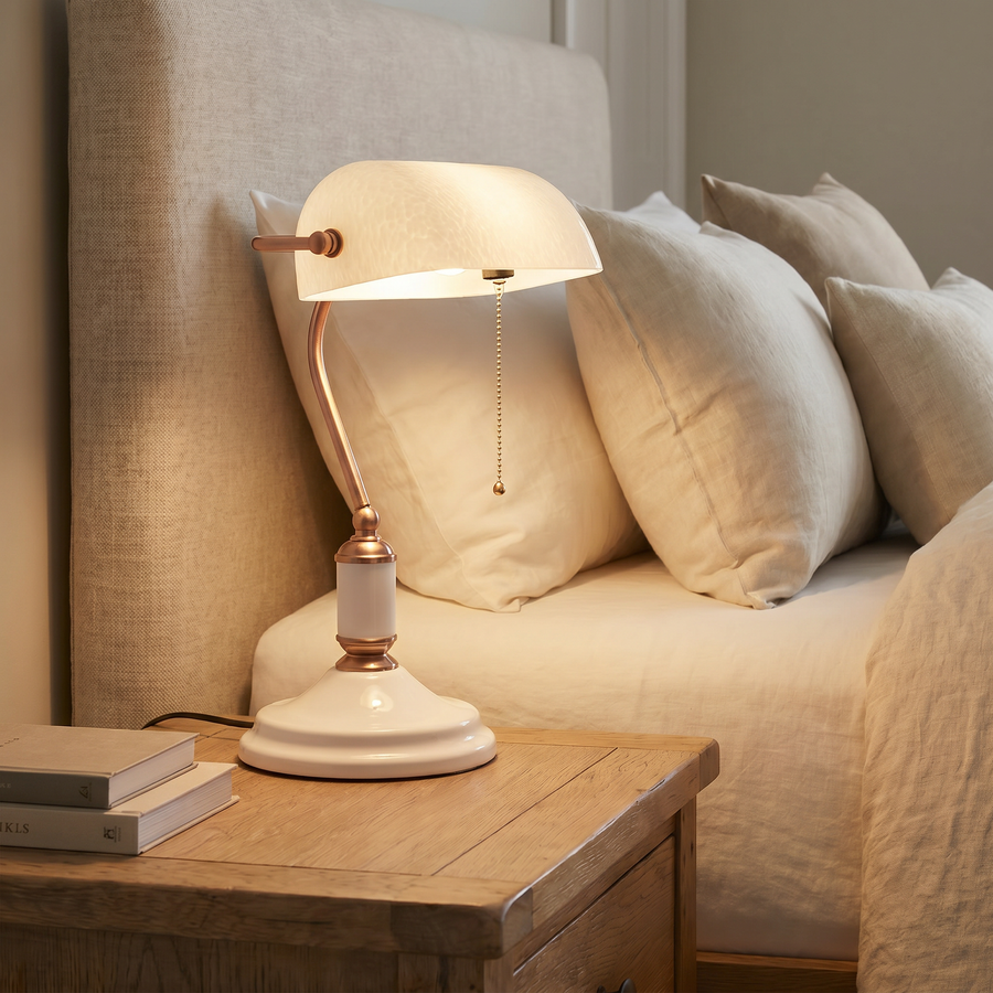 Office Desk Bankers Lamp White