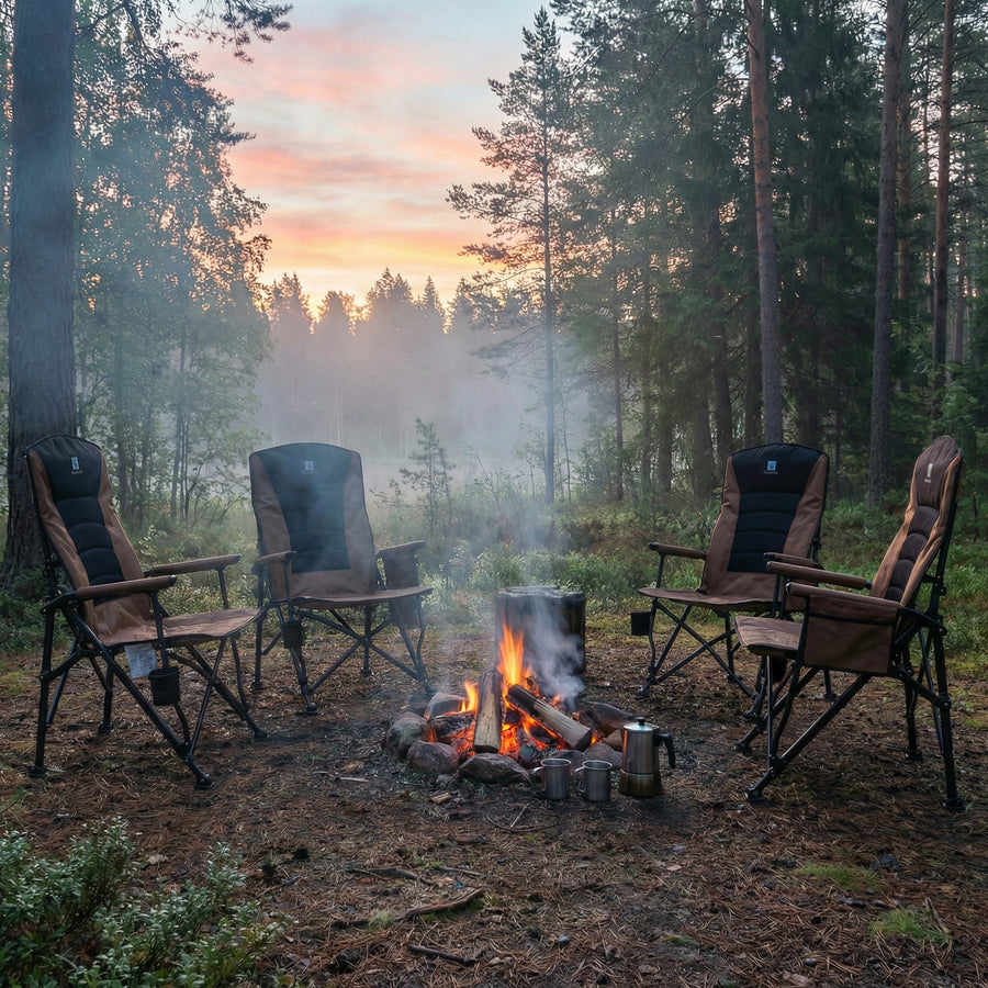 Deadtree Deluxe Reclining Folding Camping Chair with Padding (Brown) - 2 Pack
