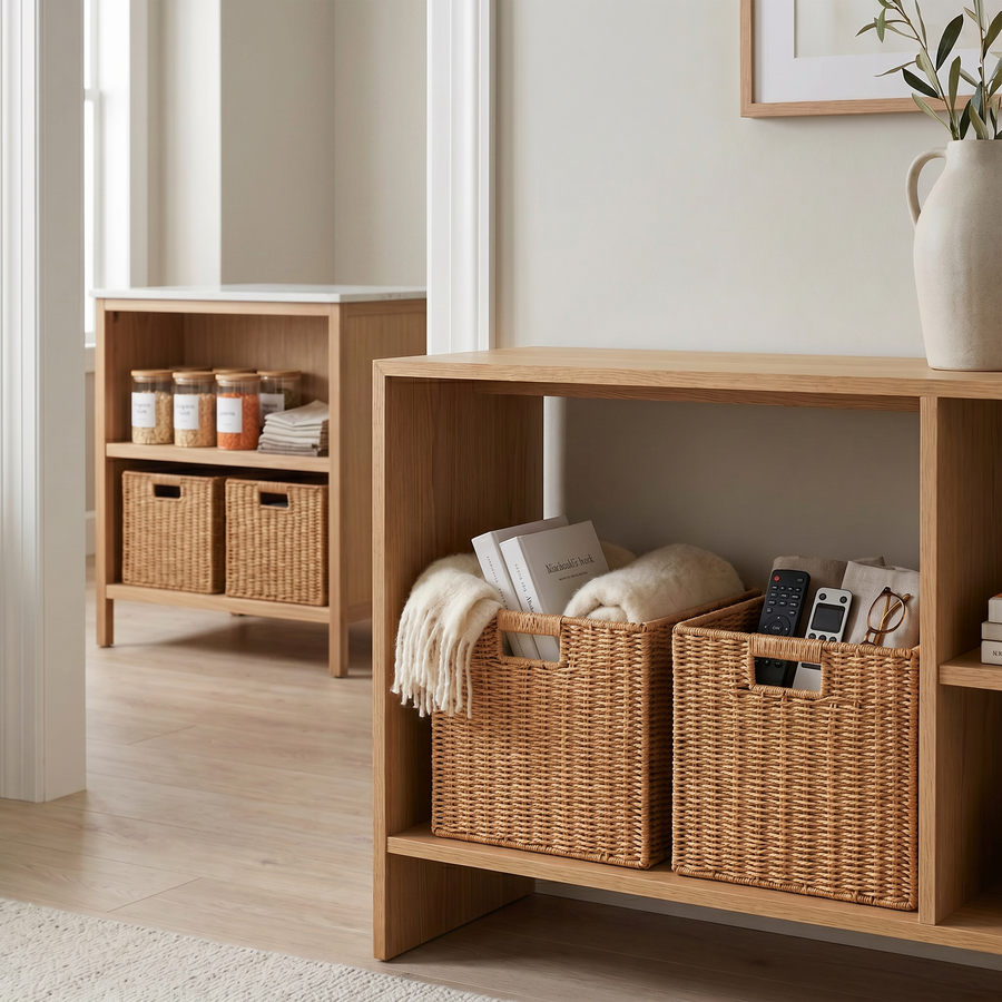 Square Woven Wicker Storage Basket