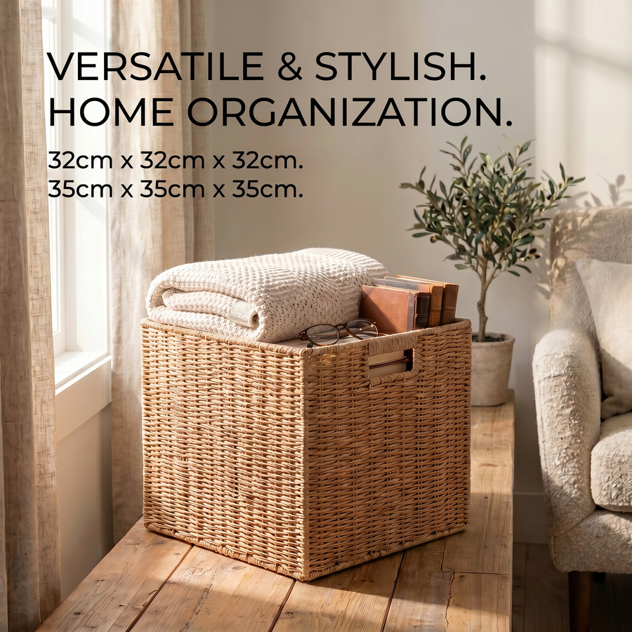 Square Woven Wicker Storage Basket
