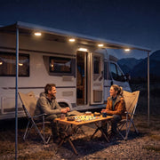 San Hima LED lights mounted magnetically on a caravan awning rail