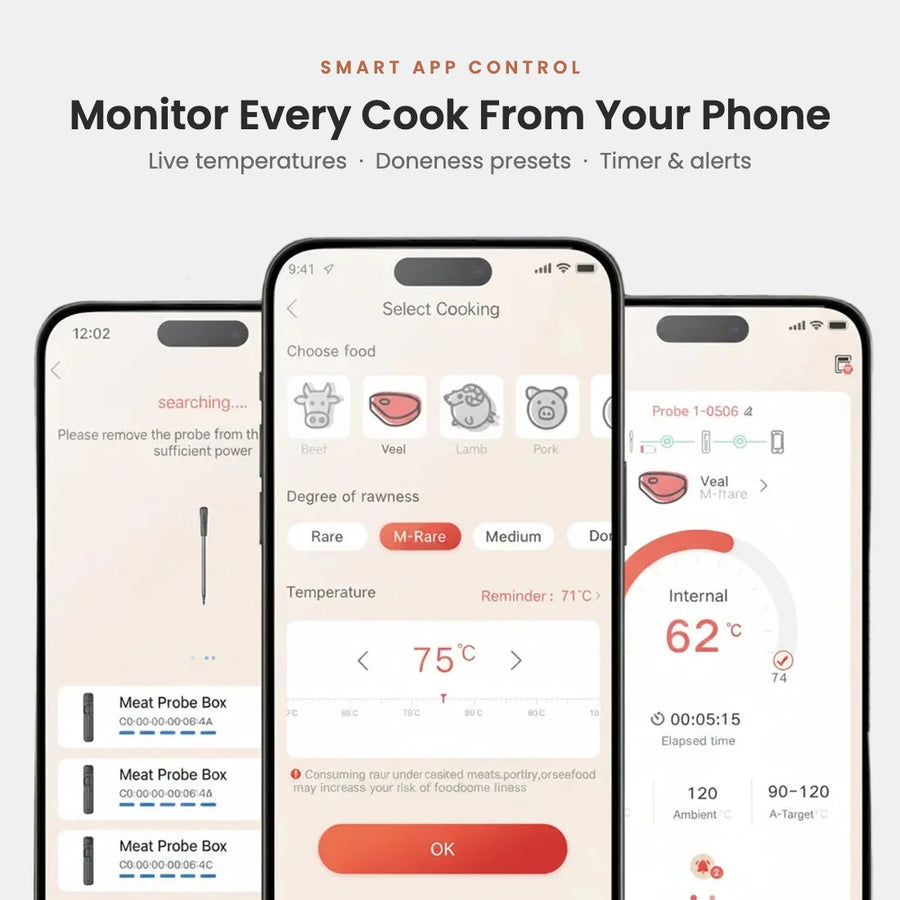 Smart app control for the CharMaster 3.0 thermometer