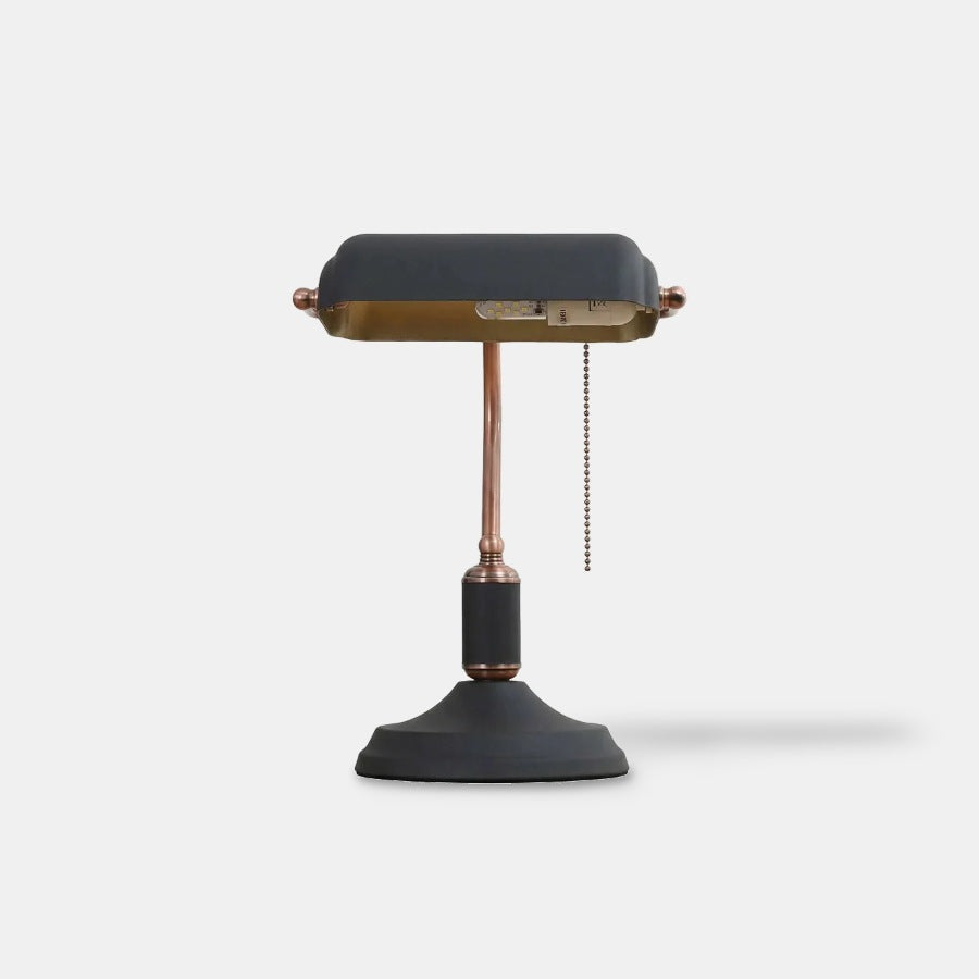 Black and copper banker's desk lamp