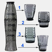 How the four fish glasses stack to form a koi fish