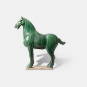 Large glazed terracotta horse statue, emerald green