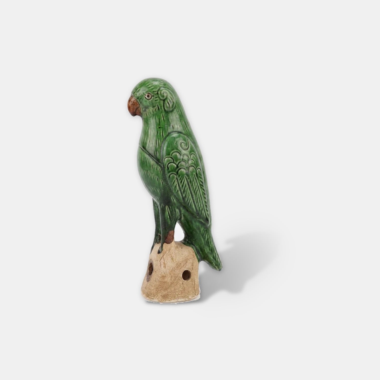 Emerald green parrot sculpture, medium