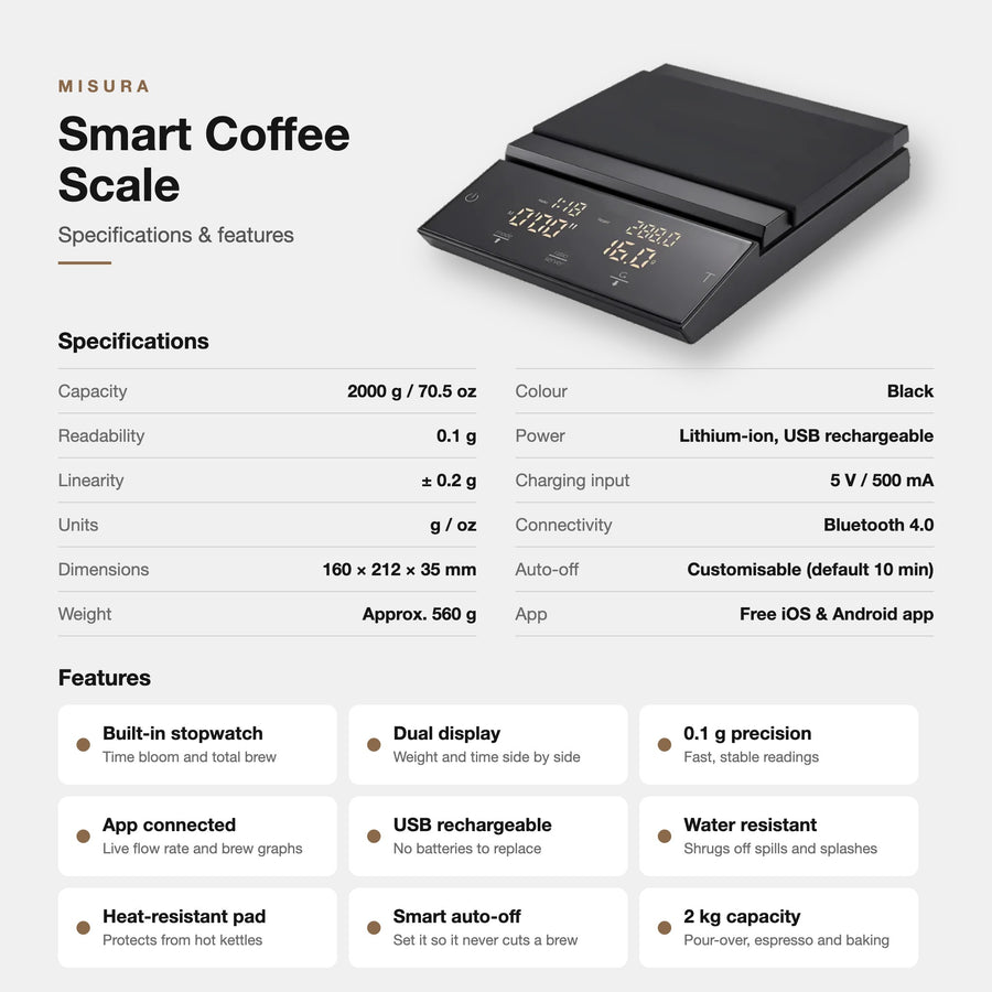 Misura Smart Coffee Scale specifications and features