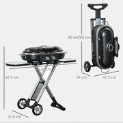 Ultimate Portable Foldable 2 Burner Gas Braai dimensions, open and folded