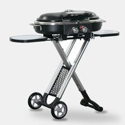Ultimate Portable Foldable 2 Burner Gas Braai side view on studio grey