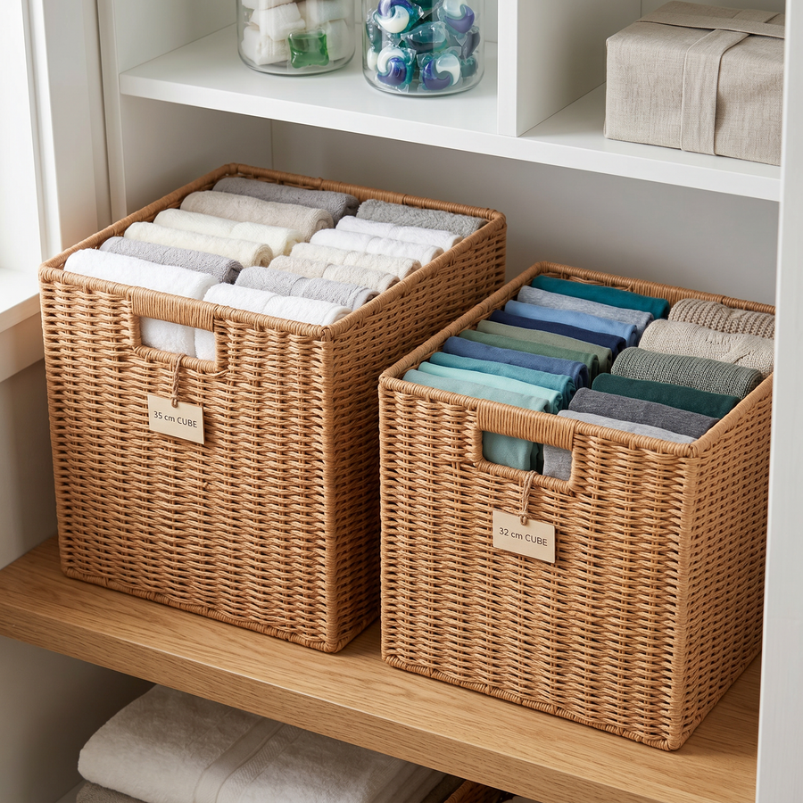 Square Woven Wicker Storage Basket