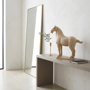 Large Glazed Terracotta Horse Statue - Beige Finish