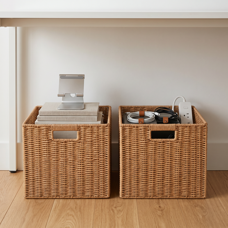 Square Woven Wicker Storage Basket