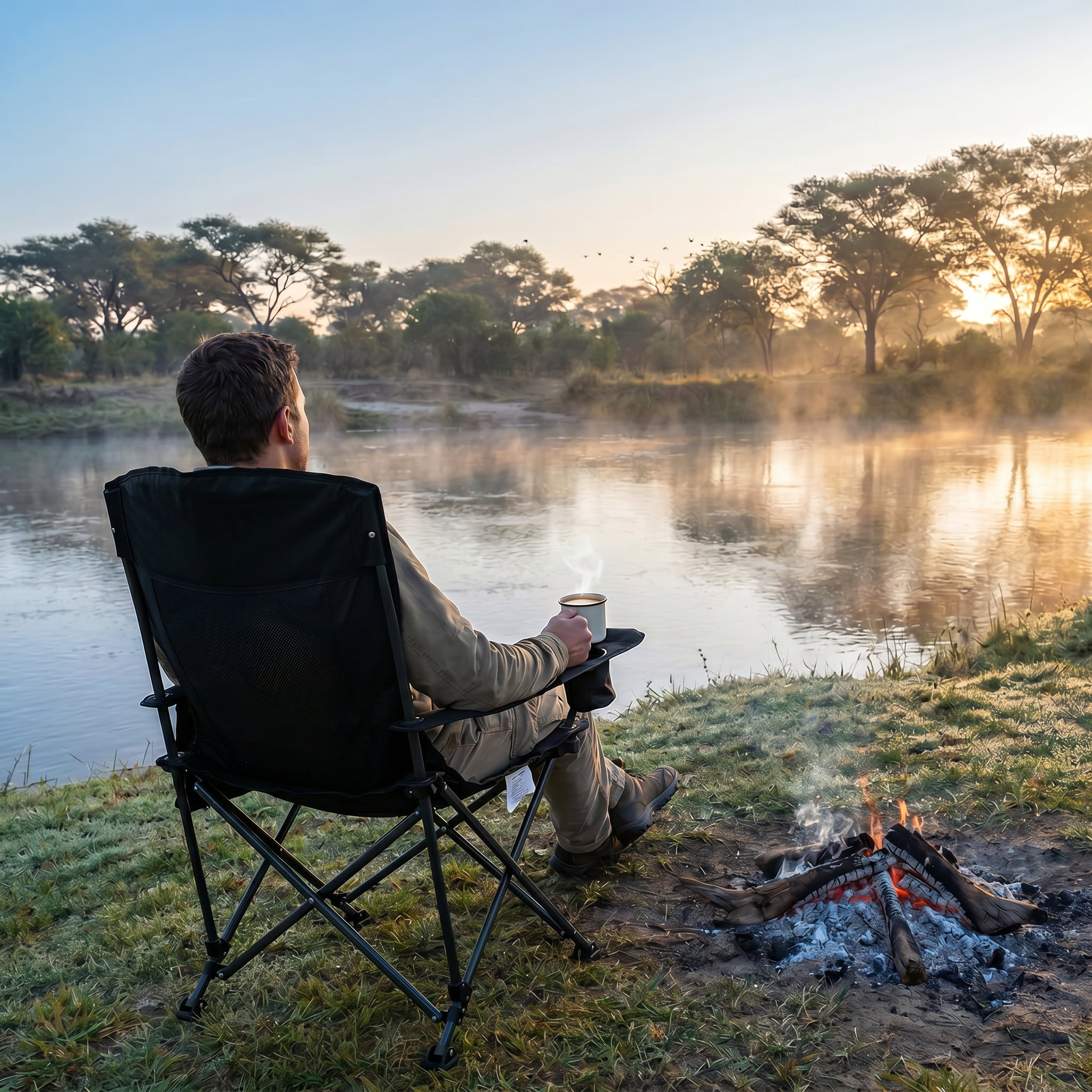 SAN HIMA FOLDING CAMPING CHAIR THICK PADDING RECLINER