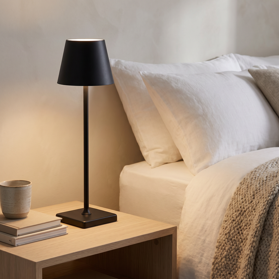 Luminee table lamp on a bedside table