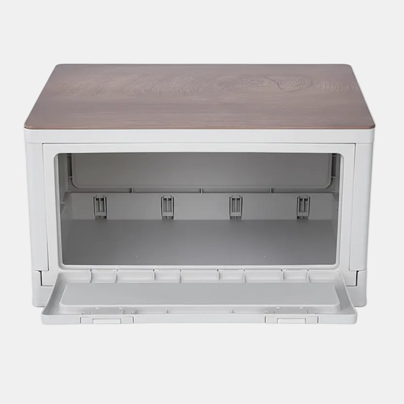 Multifunctional Foldable Storage Box with Wooden Lid