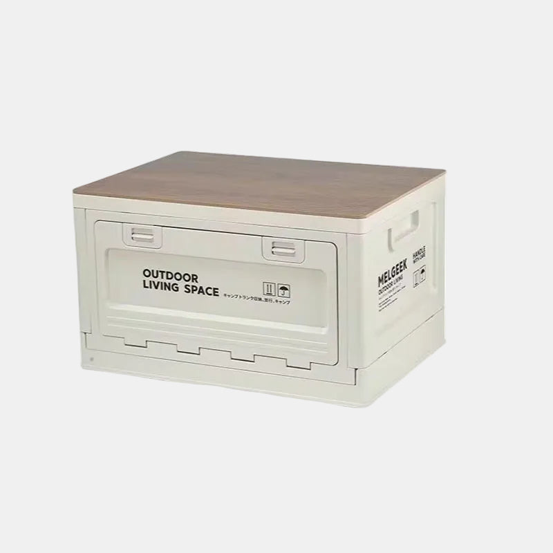 Multifunctional Foldable Storage Box with Wooden Lid