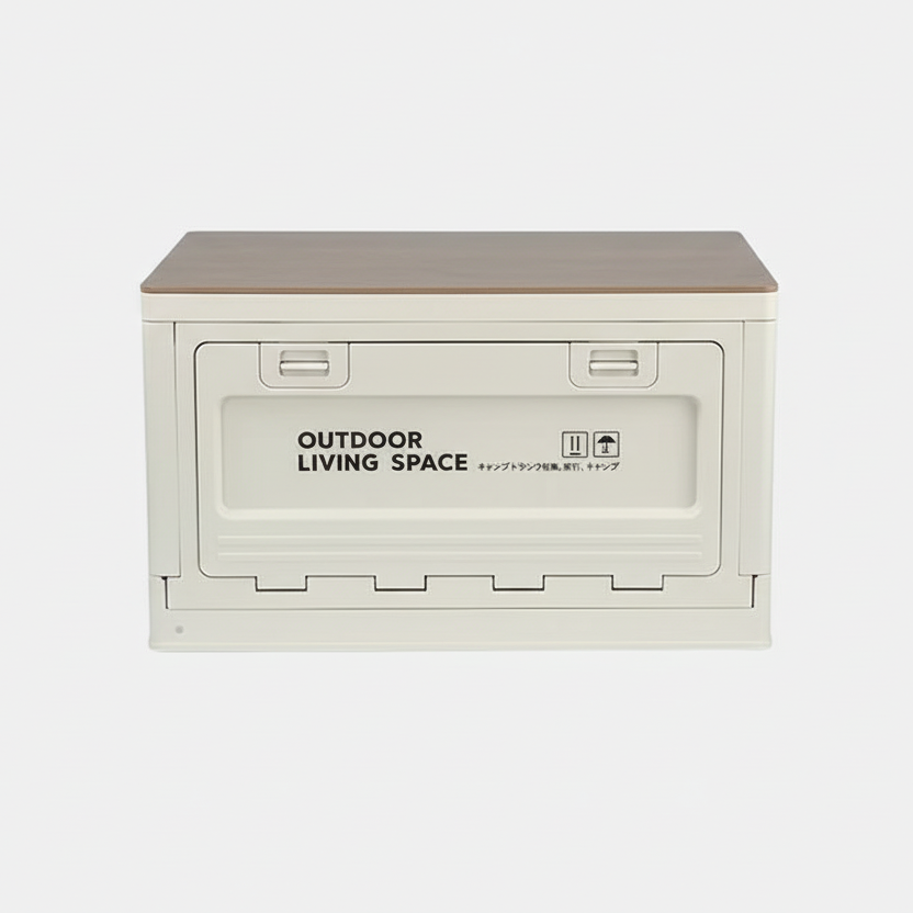 Multifunctional Foldable Storage Box with Wooden Lid