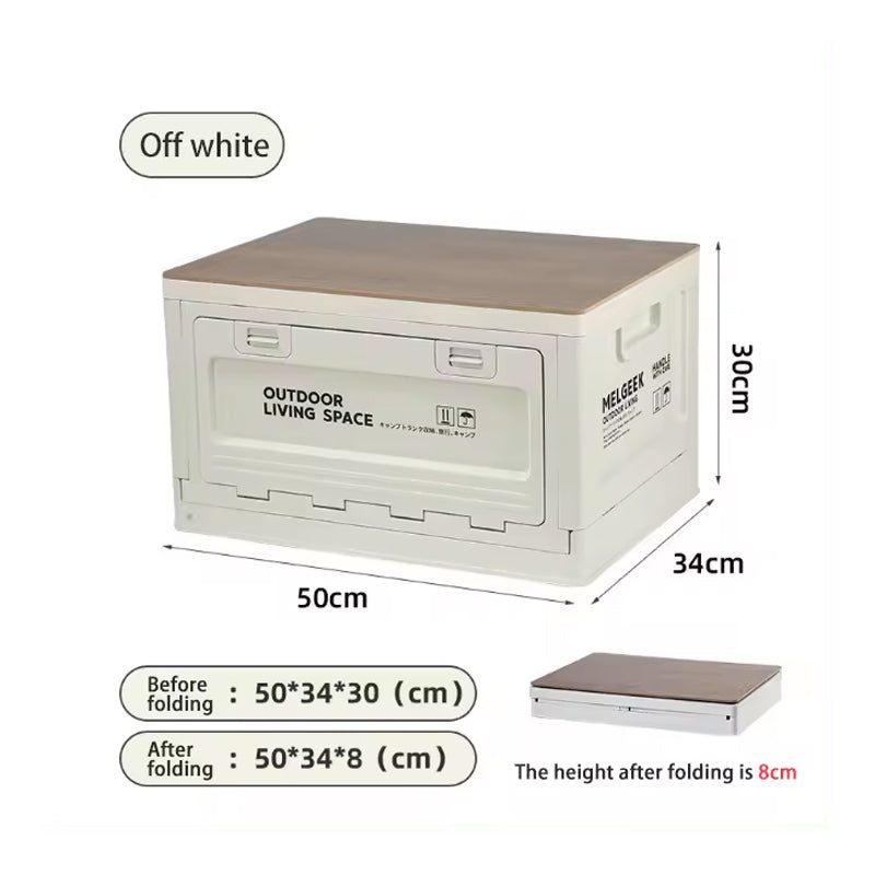 Multifunctional Foldable Storage Box with Wooden Lid