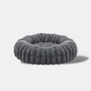 WuFF Donut Pet Bed in dark charcoal grey - round ribbed bed with a raised fluted wall