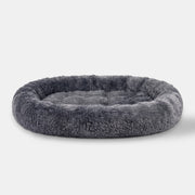 WuFF Giant Pet Bed in dark grey, 180 x 110 cm oval plush bed with deep raised bolster rim
