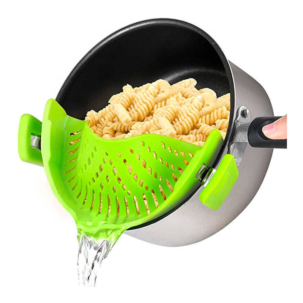 Kitchen Gizmo Snap N Strain Pot Strainer and Pasta Strainer - Adjustable  Silicone Clip On Strainer for Pots, Pans, and Bowls - Kitchen Colander 